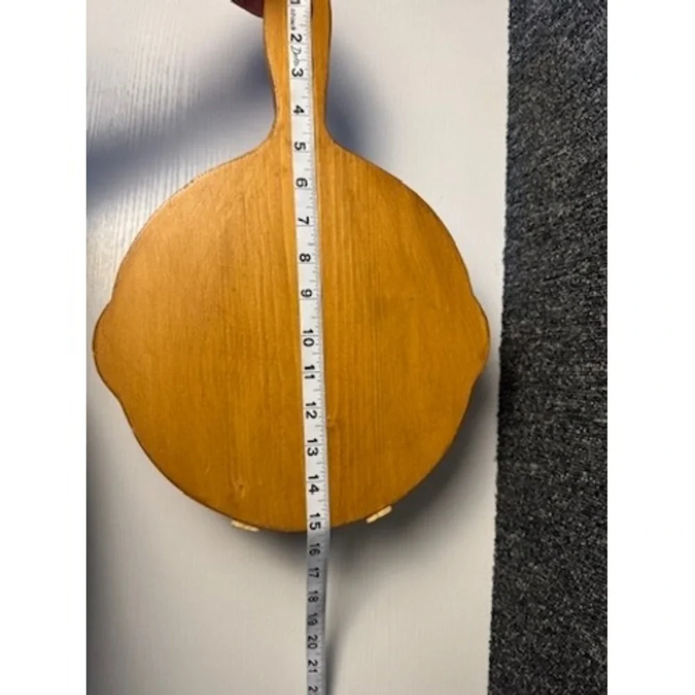 Vintage Wooden Heart Cutout Wall Pocket Paper Plate Holder Rustic Wood Country